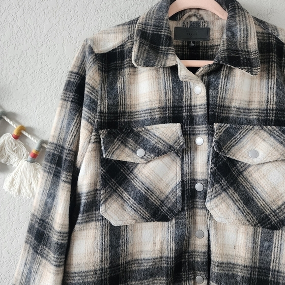 Blank NYC Plaid Wool Blend Shacket In Checked Out Oversize Grunge Retro Boho S - Picture 5 of 11